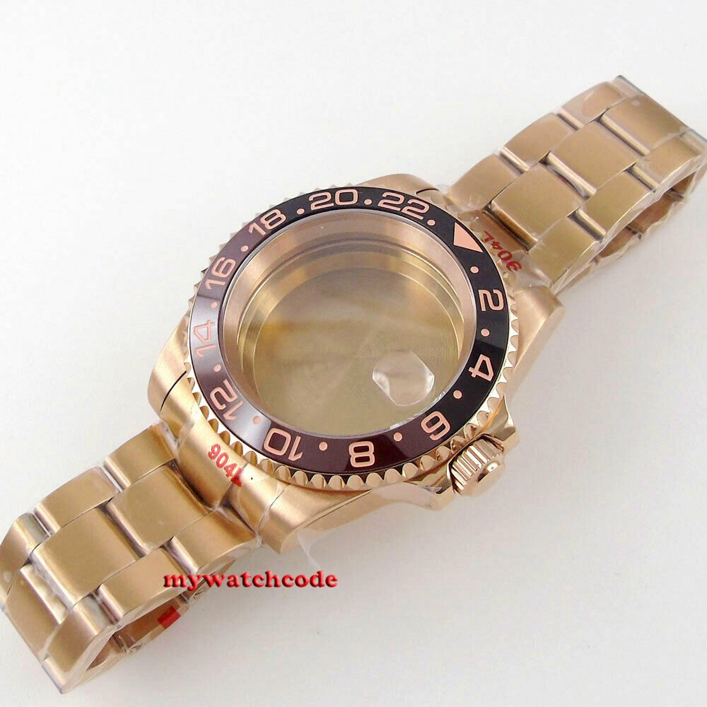 40mm Rotbeer ceramic bezel sapphire watch glass case fit NH35 NH36 2824 2836 Miyota 8215 8205 moveent