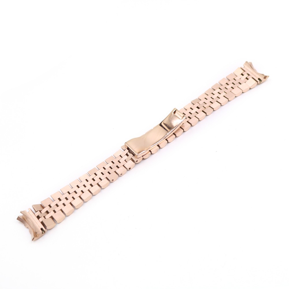 CARLYWET - 20mm Stainless Steel Wrist Watch Band, Silver-tone, Rose Gold, Curved Screw Link, 316L