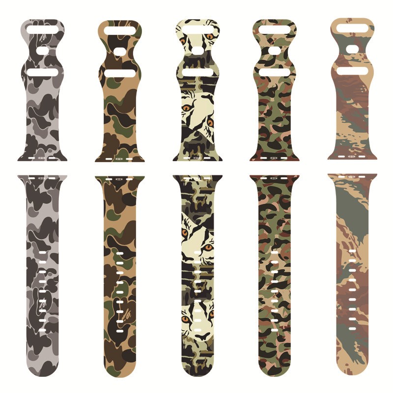 Camouflage series strap for Apple watch band 44mm 40mm 45mm 41mm 38mm 42mm korea silicone smartwatch iWatch serie 7 3 4 5 6 SE