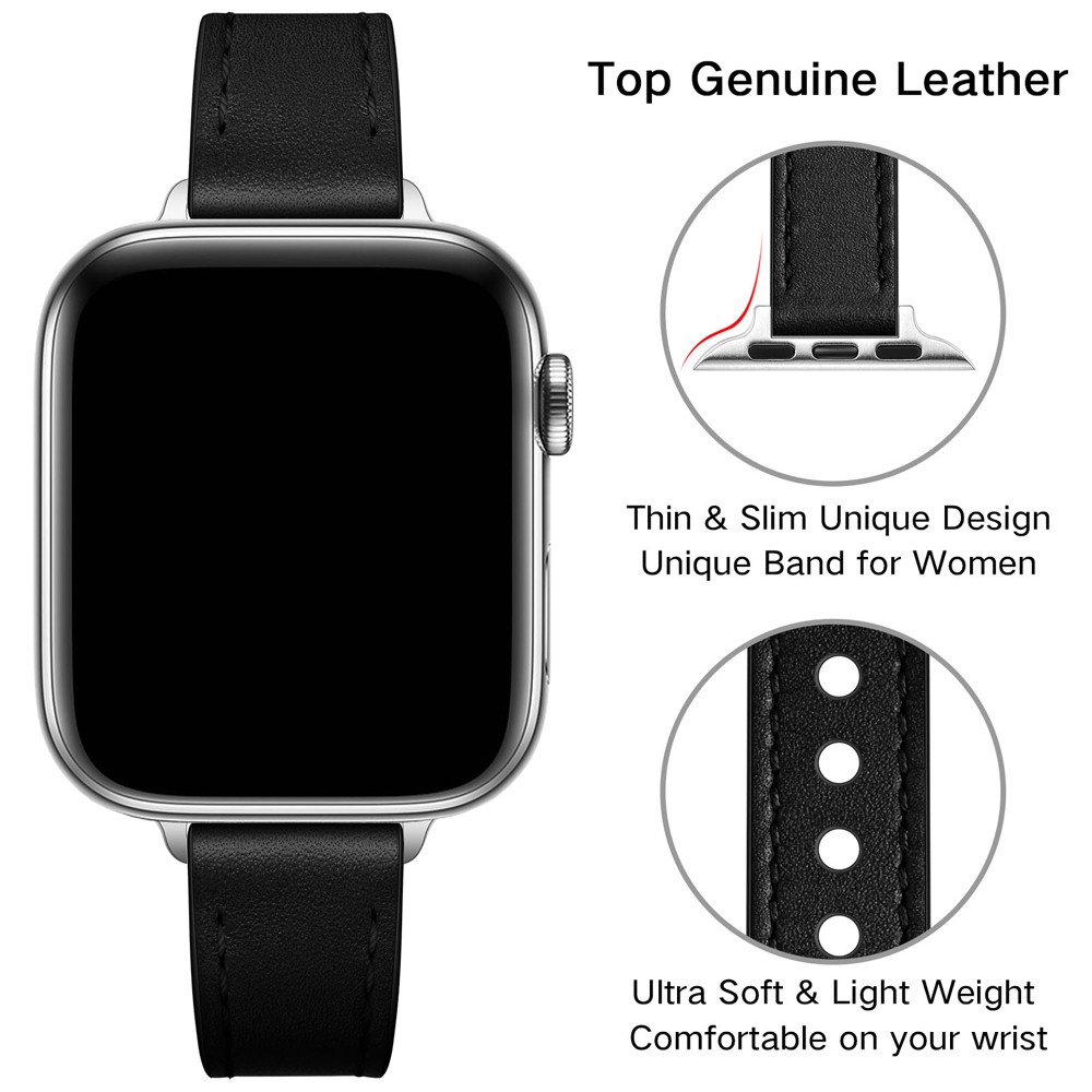 Slim Leather Watch Strap for Apple Watch Series Band 7 6 4 5 3 SE Bracelet for iWatch 41mm 45mm 38mm 42mm 40mm 44mm Wristbands