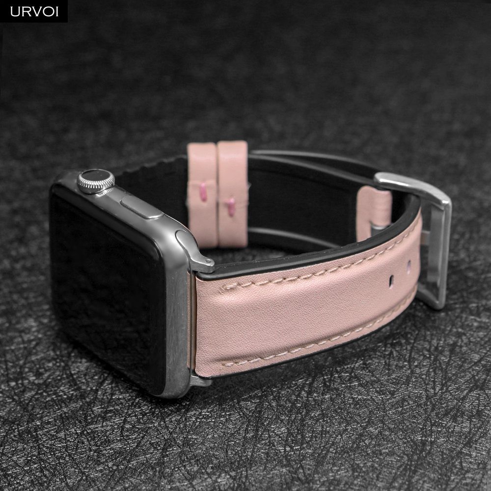 URVOI Leather Strap for Apple Watch Series 7 6 SE 5 4 3 Feel Comfortable Soft Touch Pin Buckle Suitable for iWatch 40 41 44 45mm