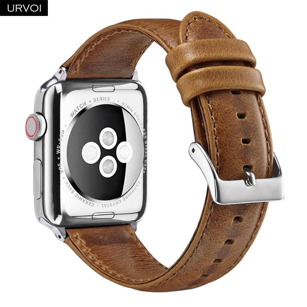 URVOI حزام ل أبل سلسلة ساعة 7 6 SE 5 4 3 2 حزام من الجلد ل iwatch حقيقية الطبقة العليا الكلاسيكية مشبك الذراع الفرقة المعصم حزام