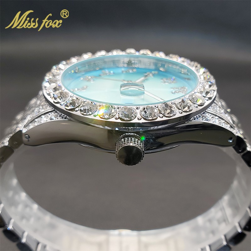 Relogio Masculino Luxury Original Diamond Watch for Male Unique Blue Dial Couple Watches Calendar Waterproof Quartz Watches