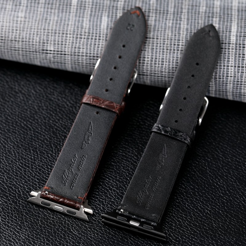 Suitable For Apple Watch Leather Strap iWatch 6/5 strap Crazy Horse brown pattern iwatch 7/SE strap ultra-thin crocodile leather