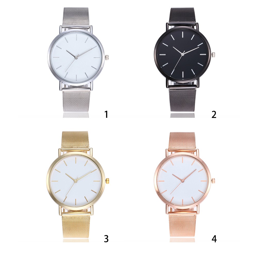 Women Wrist Clock Watch Casual Wrist Watch Quartz Ladies Stainless Steel Strap Mesh