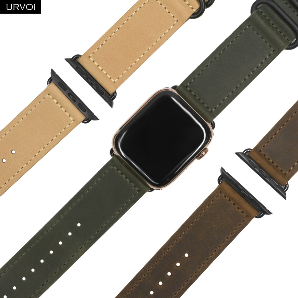 URVOI الفرقة ل أبل سلسلة ساعة 7 6 SE 5 4 3 2 حزام ل iwatch الكلاسيكية مشبك المعصم الفرقة اليدوية الرجعية الجلود الفرقة 40 44 مللي متر