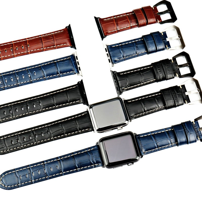 MAIKES Watchbands Genuine Cow Leather Watch Strap for Apple Watch Band 44mm 38mm Series 6/5/4 Iwatch 7 45mm 41mm Watchband