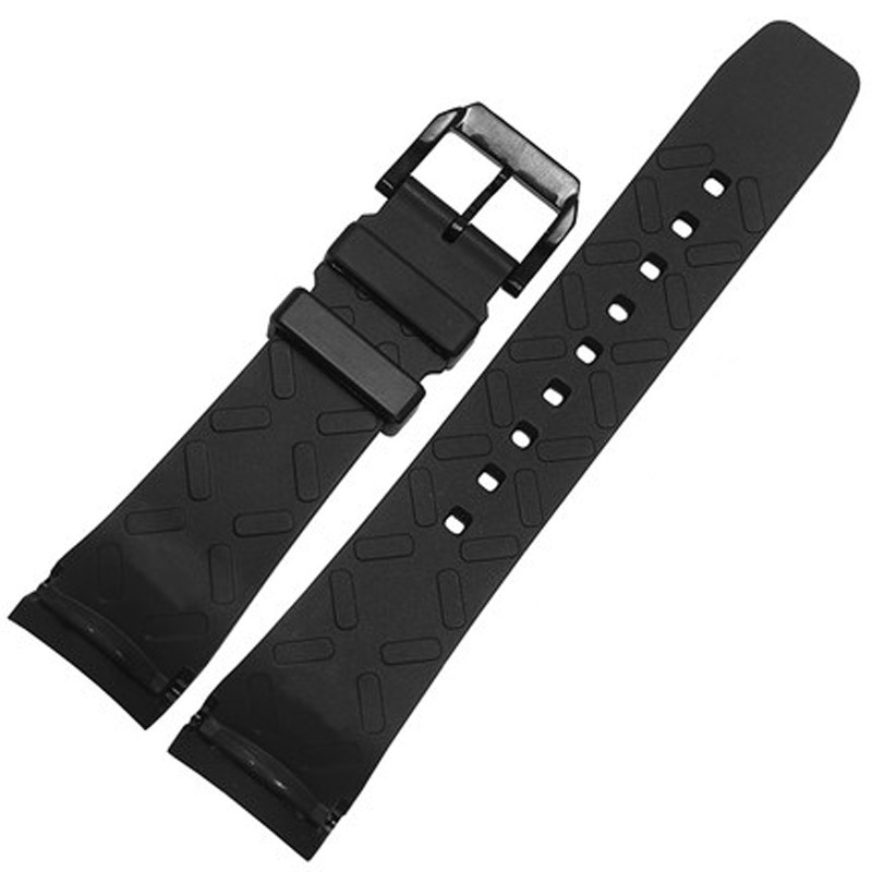 Curved End 22mm Black Soft Silicone Rubber Watchband For IWC Portugal Yacht Club Chronograph IW390502 IW390209