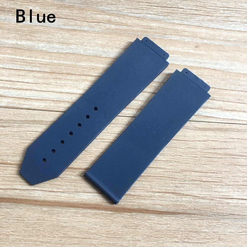 Watch Accessories 25*19mm Black Brown Gray White Blue Silicone Strap Watchband For HB Watch Strap Big Bang Fusion Chain Bracelet