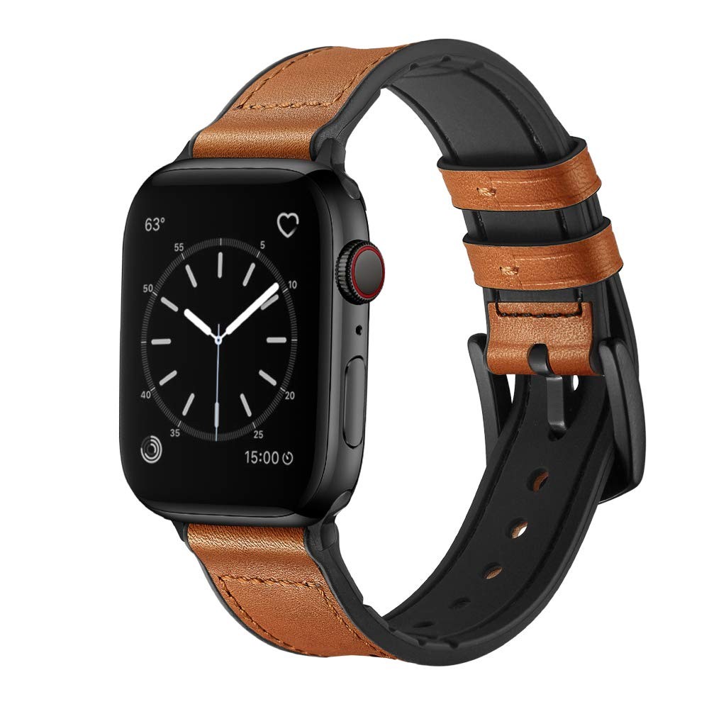 Silicone + Leather Strap for Apple Watch Band 44mm 40mm 38mm 42mm 45mm 41mm Watchband Bracelet Korea iwatch Series 3 4 5 6 SE 7