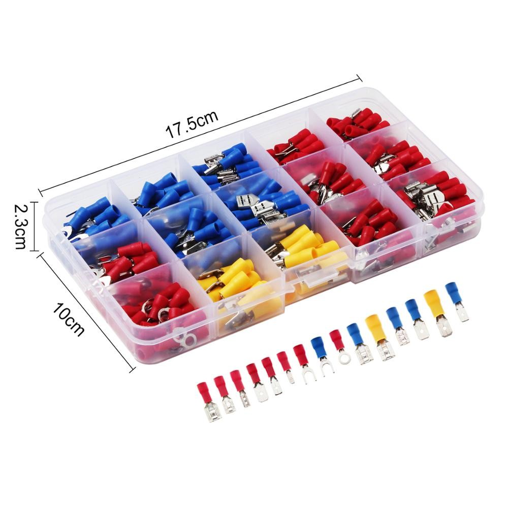 280pcs/set Cable Lugs Assortment Kit Flat Wire Female and Male Insulated Electrical Wire Connectors Cable Terminals Crimp Terminal Set Kit