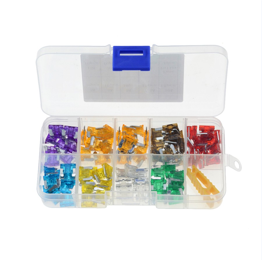 100pcs/set Car Truck Micro Miniature Blade Fuse 3A 5A 7.5A 10A 15A 20A 25A 30A Amp With Plastic Box Assortment Send Clip