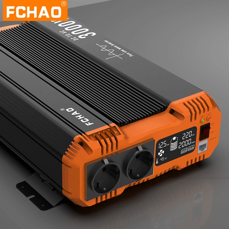 FCHAO 6000W Pure Sine Wave Inverter 12V 24V to 220V 110V Power Converter LCD Display Voltage Converter Car Accessories UPS