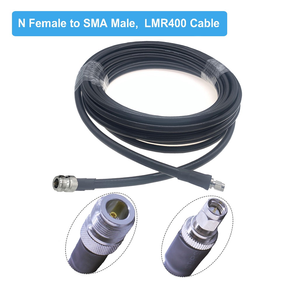 LMR400 Cable N Female to RP-SMA Male 50 Ohm Low Loss 50-7 Pigtail RF Coaxial Extension Jumper for 4G LTE Cellular Signal Booster