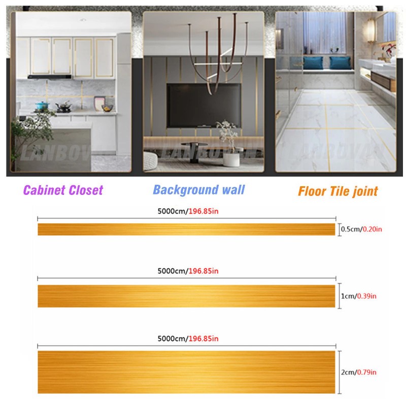 50M Self Adhesive Floor Tile Stickers Waterproof Wall Gap Sealing Tape Ceiling Strip Beauty Seam Decal Home Decoration