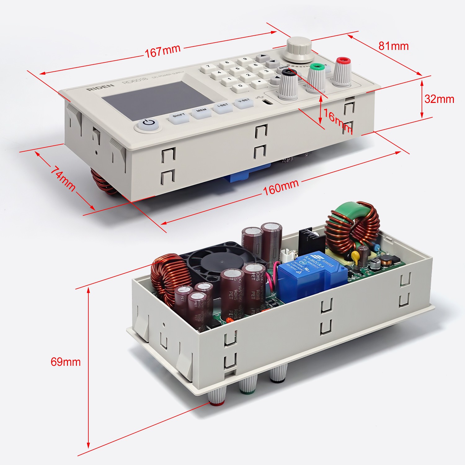 RD RD6018 RD6018W 60V 18A USB WIFI DC DC Adjustable Step Down Voltage Bench Power Supply Potentiometer & 800W1000W AC DC PSU