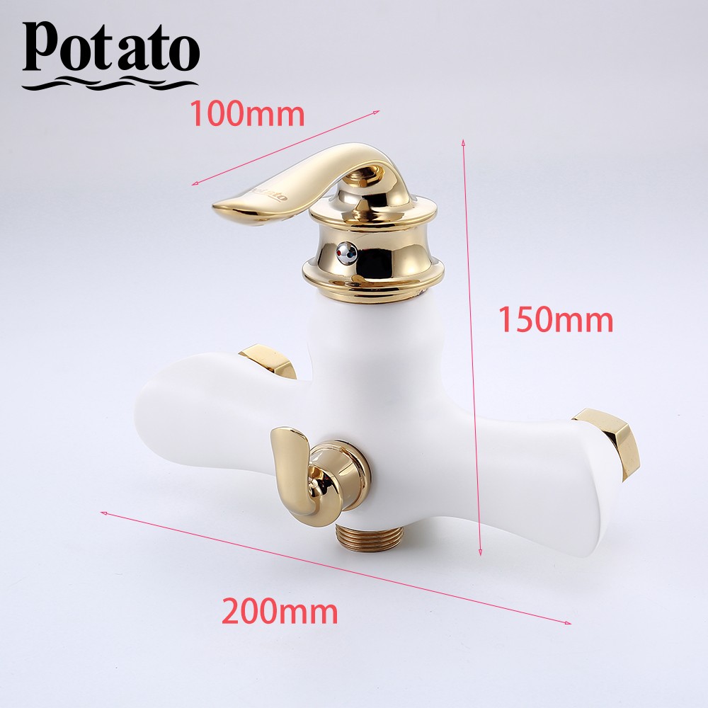 Potato Bathroom Faucet Chrome Outlet Pipe Hot and Cold Water Bath Mixer With ABS Shower Head p22219-