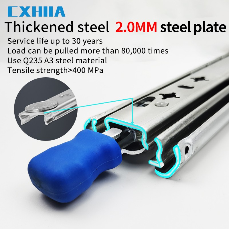 CXHIIA Heavy Duty Drawer Runners Fully Extendable Skates for Drawer Rails 120kg Bearing Capacity, 1 Pair