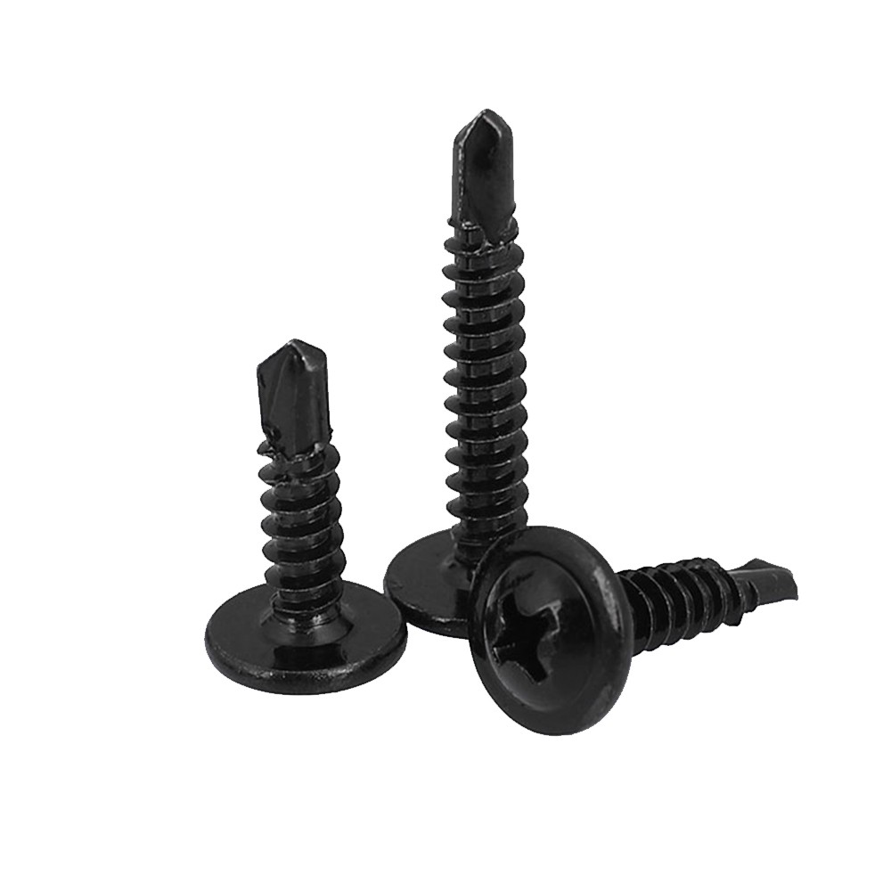 Cross Round Head Round Head Drilling Screw With Pad Self Tapping Screws With Washer Black 410 Stainless Steel M4.2 M4.8