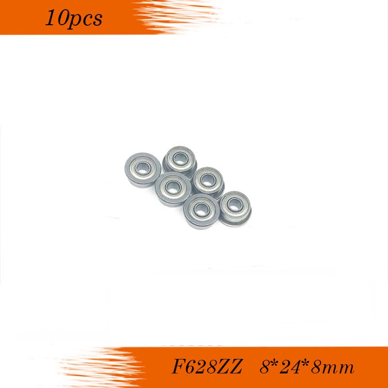 Free Shipping 10pcs F628-2Z F628ZZ F628 zz ABEC-1 P0 Flange Flange Deep Groove Bearing Balls 8x24x8mm for 3D Printer