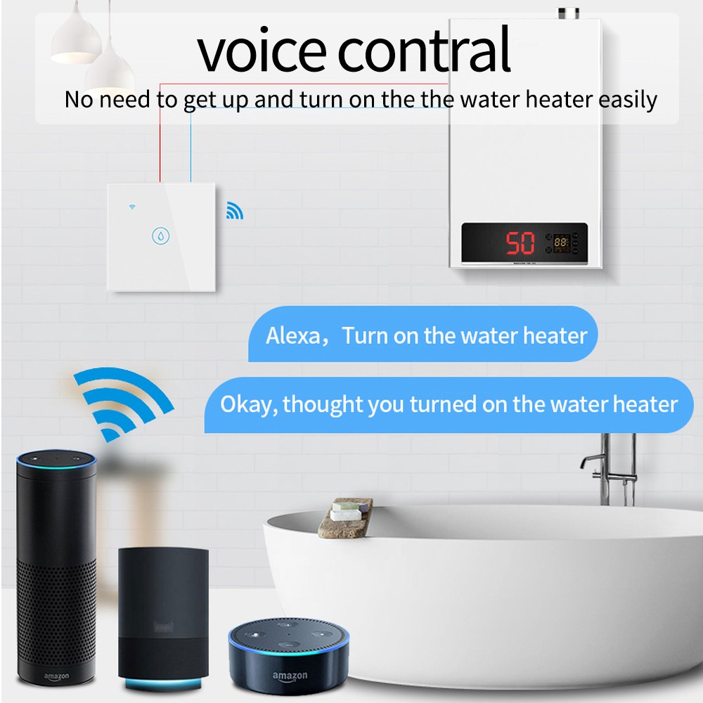 WiFi Smart Switch Water Heater Tuya EU/UK/US/Brazil Standard Luxury Glass Voice Control Touch Alexa Smart Google Home Switches