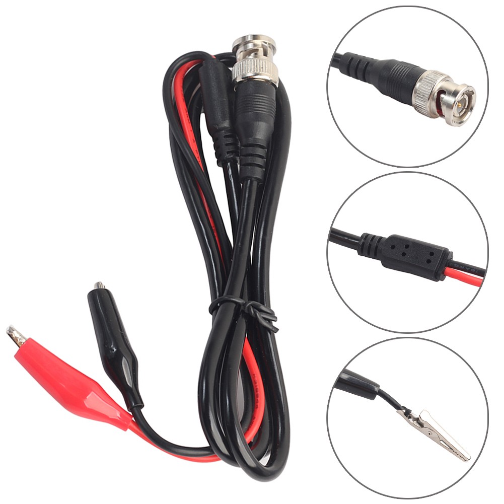 BNC Male Plug To Dual Alligator Clip Oscilloscope Test Probe Lead Cable 1 Meter