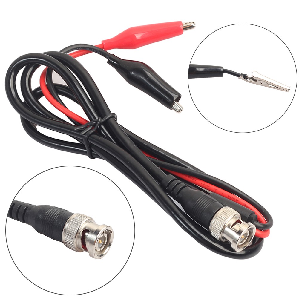 Multifunctional Combination Test Wire Cable BNC Male Plug to Dual Alligator Clip Oscilloscope Test Probe Lead Cable 1m for DSO138