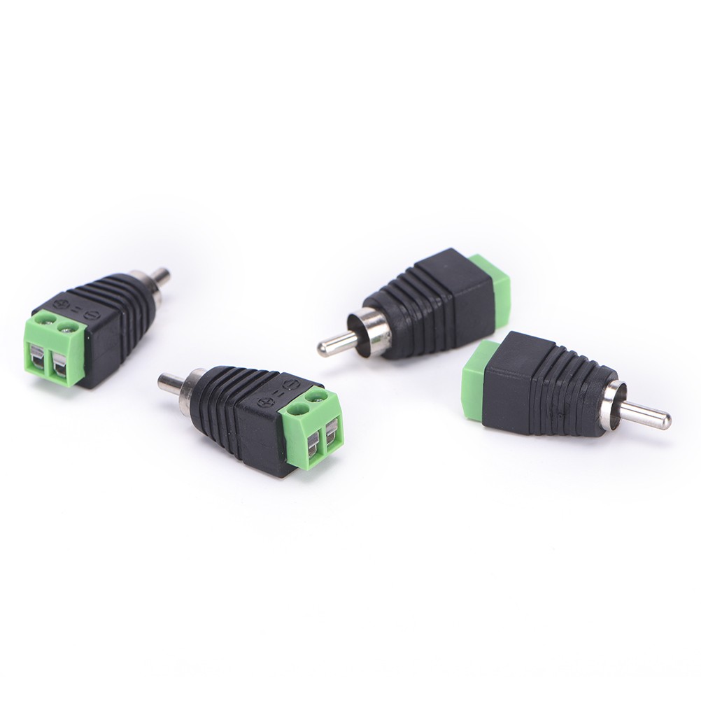 4pcs CCTV Phono RCA Male Plug to AV Terminal Connector Video AV Speaker Cable Wire to Audio Male RCA Connector Adapter