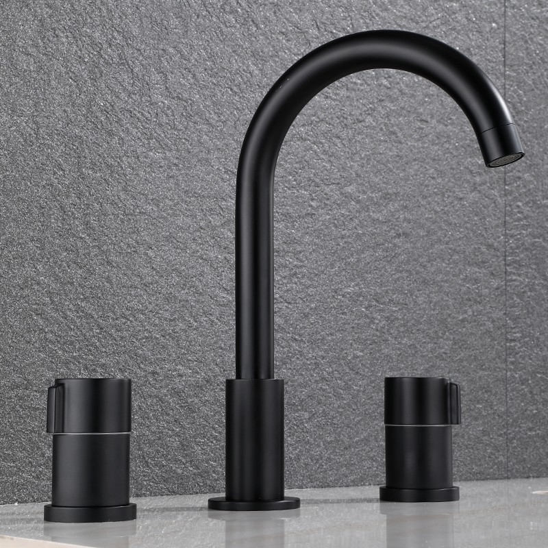 Faucet modern bathroom cabinet washbasin hot and cold double handle three-hole washbasin split three-piece faucet 01-587