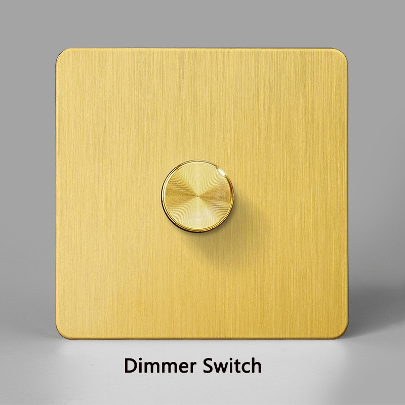 Stainless Steel Panel Dimmer Switch Led and Electric Light Brightness Regulator Antique Brass EU Standard With Claws