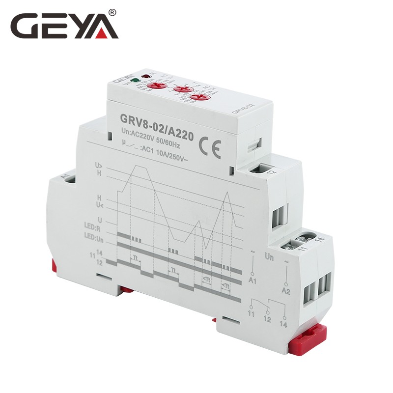 Free Shipping GEYA GRV8-02 Monitor Overvoltage and Undervoltage Protection Relay DC 12V 24V 48V 110V 220V 240V