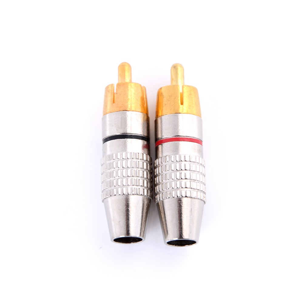 2pcs/set Gold RCA Plug Soldering Audio Video Converter Male to Male Connector Wholesale