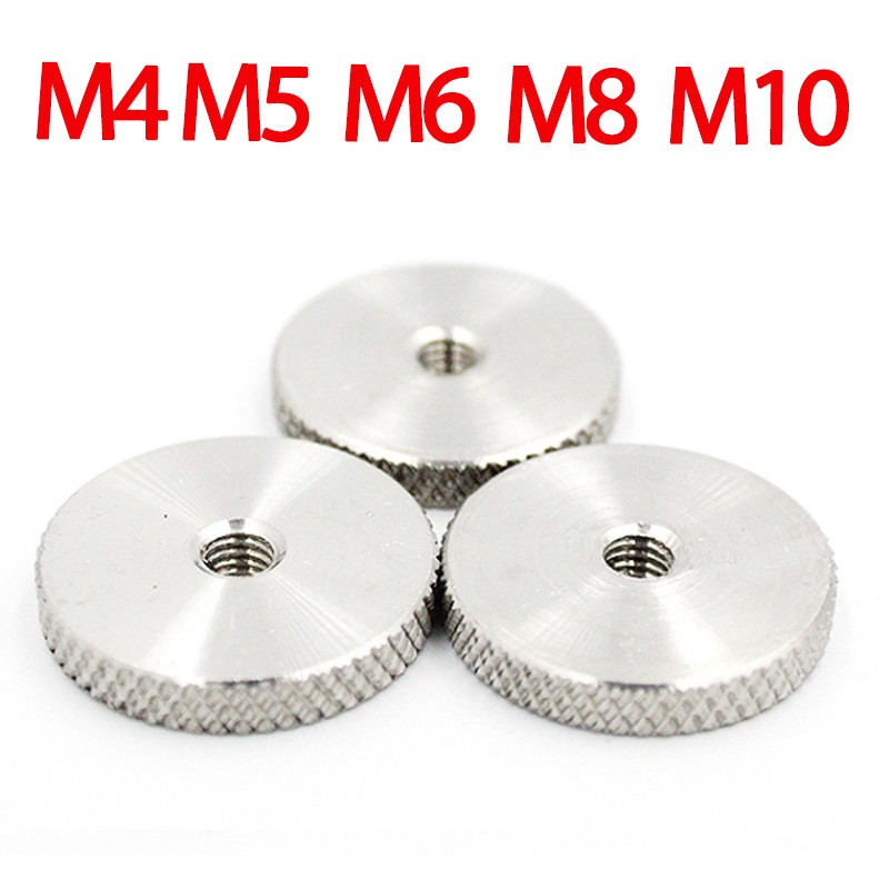 M4 M5 M6 M8 M10 M12 Hand Screw Nuts Knurled Thumb 304 Stainless Steel Flat Head Knurled Round Nut Hardware Fasteners