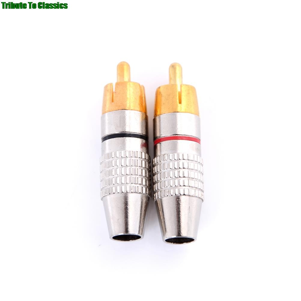 2pcs/set Gold RCA Plug Solder Audio Video Converter Connector Male to Male Adapter