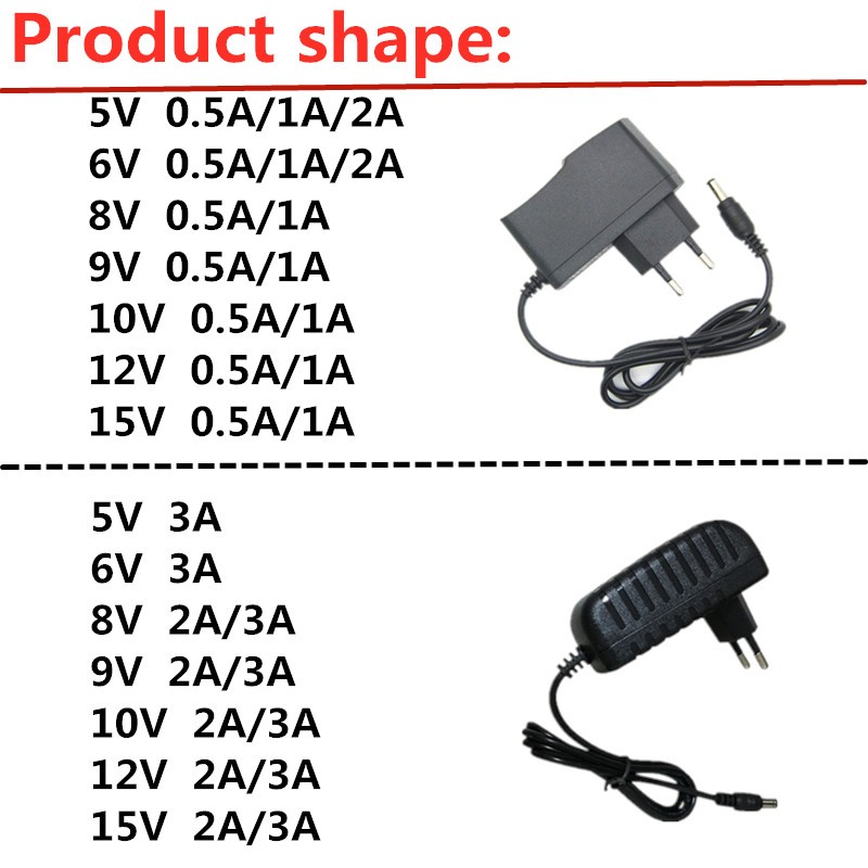 AC 110-240V DC 5V 6V 8V 9V 10V 12V 15V 0.5A 1A 2A 3A Universal Power Supply Charger Adapter EU US For LED Light Strips