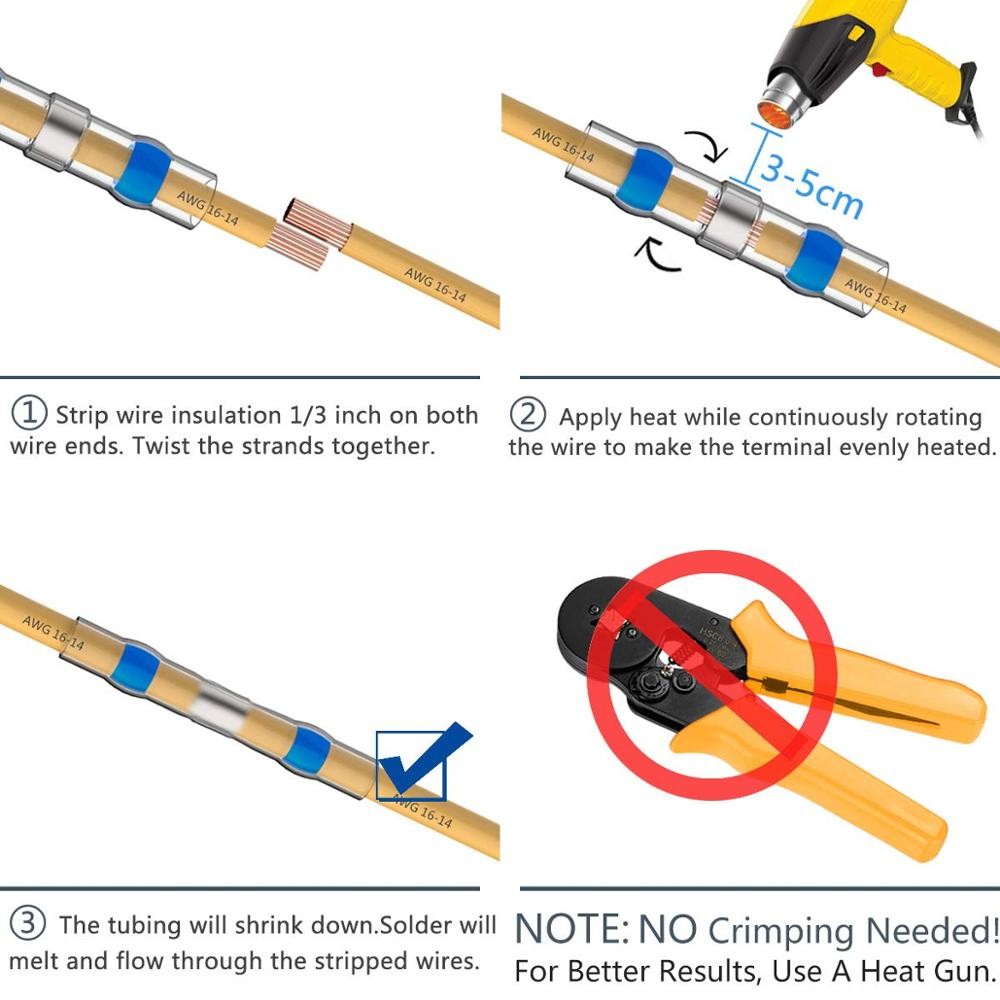 10/20/50pcs Waterproof Solder Sealing Sleeve Splice Terminals Heat Shrink Electrical Wire Connector Connectors Butt Kit Assortment