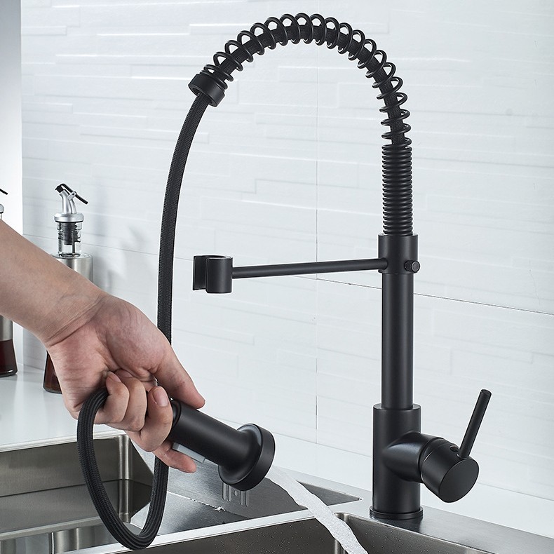 Hot Cold Touch Spring Kitchen Faucets With Pull Out Sprayer Pull Out Kitchen Mixer Tap Black Smart Sensor Touch Kitchen Faucet