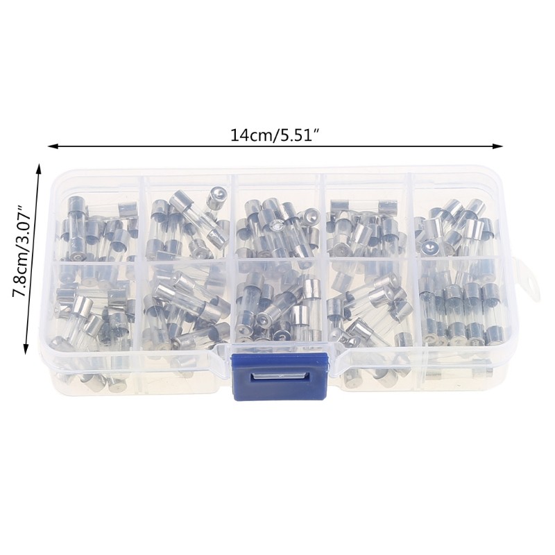 100pcs/box 5x20mm Glass Quick Blow Fuse Assorted Kit 250V 0.2-20A For Car Truck A5YD