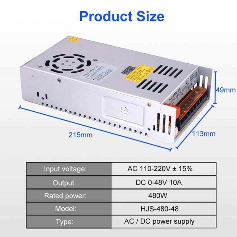 480W شاشة ديجيتال تحويل التيار الكهربائي 5V 12V 24V 36V 48V 60V 80V 120V 160V 220V 300V قابل للتعديل AC/DC تحويل LED SMPS