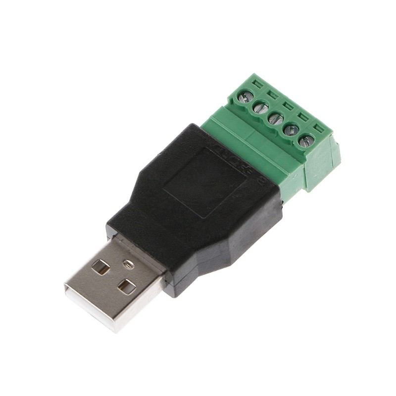 1pc USB 2.0 Type A Male/Female to 5 Pin Screw Connector USB Jack with Shield USB2.0 to Screw Terminal Plug