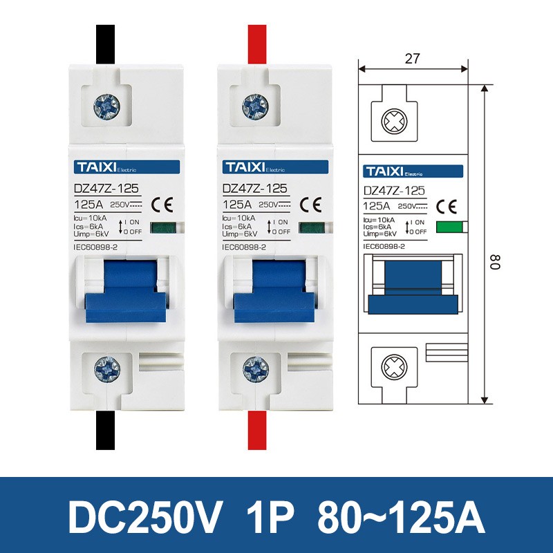 TAIXI Solar Photovoltaic DC PV Circuit Breaker Switch MCB DC250V 500V 1000V 16A 32A 40A 50A 63A Air Switch 100A 125A