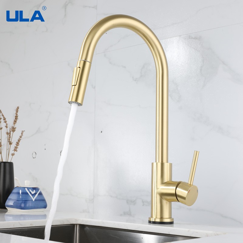 ULA Touch Kitchen Mixer Faucet Sensor Kitchen Faucet Crane Sink Mixer Rotate Kitchen Tap Pull Out Faucet With Sensor Gold Tap