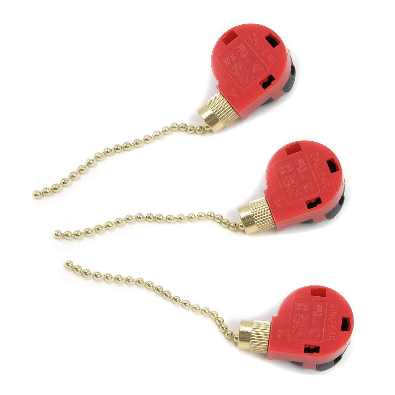 Red Ceiling Fan Switch 3 Speed ​​4 Wire ZE-268S6 Fan Pull Chain Switch Replacement Speed ​​Control Switch