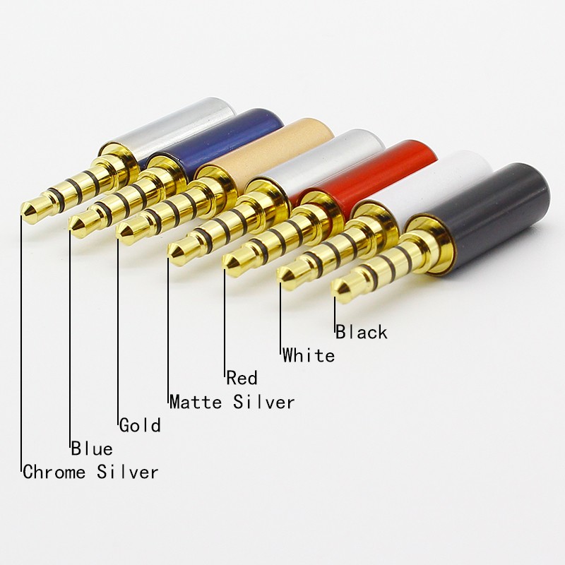 7pcs Copper Gold Plated 1/8" 3.5mm Male Mini Jack Plug soldering 4 pole plug Repair Headphone Cable Solder