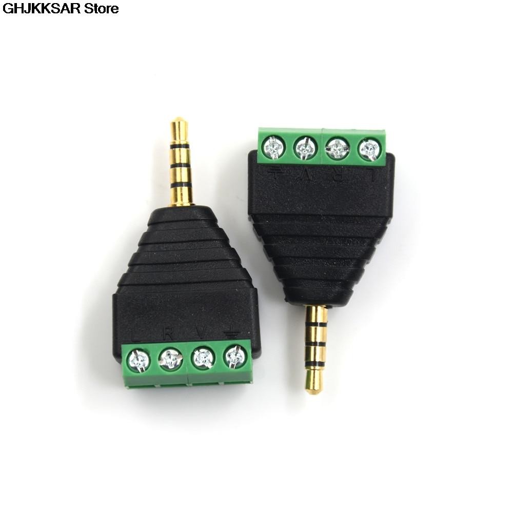 1pc Video AV Balun 3.5mm 4 Pole Stereo Male to AV Screw Terminal Stereo Jack 3.5mm Male 4 Pin Terminal Block Plug Connector