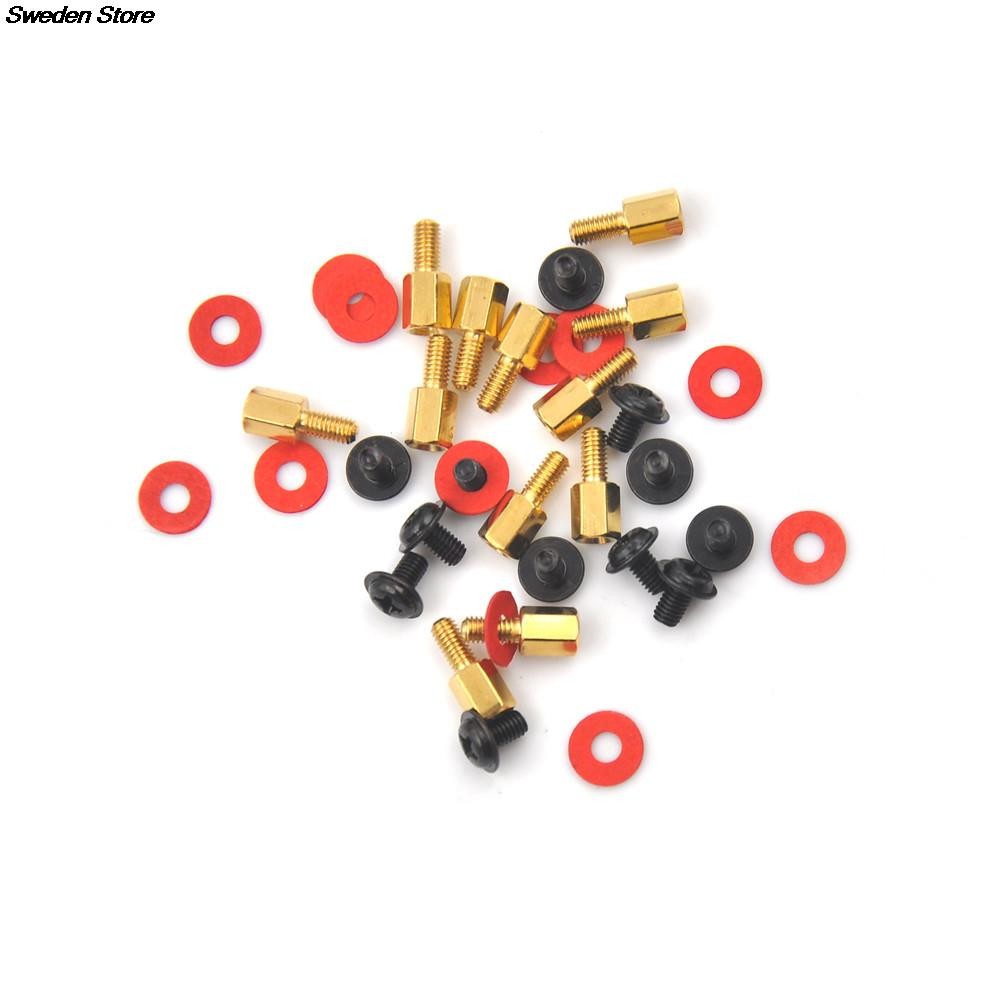 High Quality 10pcs 6.5mm 6-32-M3 Golden Computer Motherboard Riser Silver Screws Washers Red