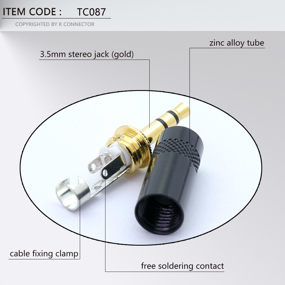 10pcs 3.5mm Jack Stereo 3.5mm Male Plug Connector Copper Plated Gold Jack 3.5mm Connector Wire for 6mm Headphone Cable Headphone