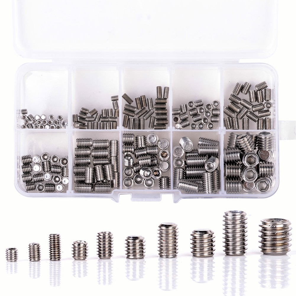 200pcs Assortment Home -M8 Repair Hexagon Manual Fasteners Stainless Steel Lightweight Screw Set