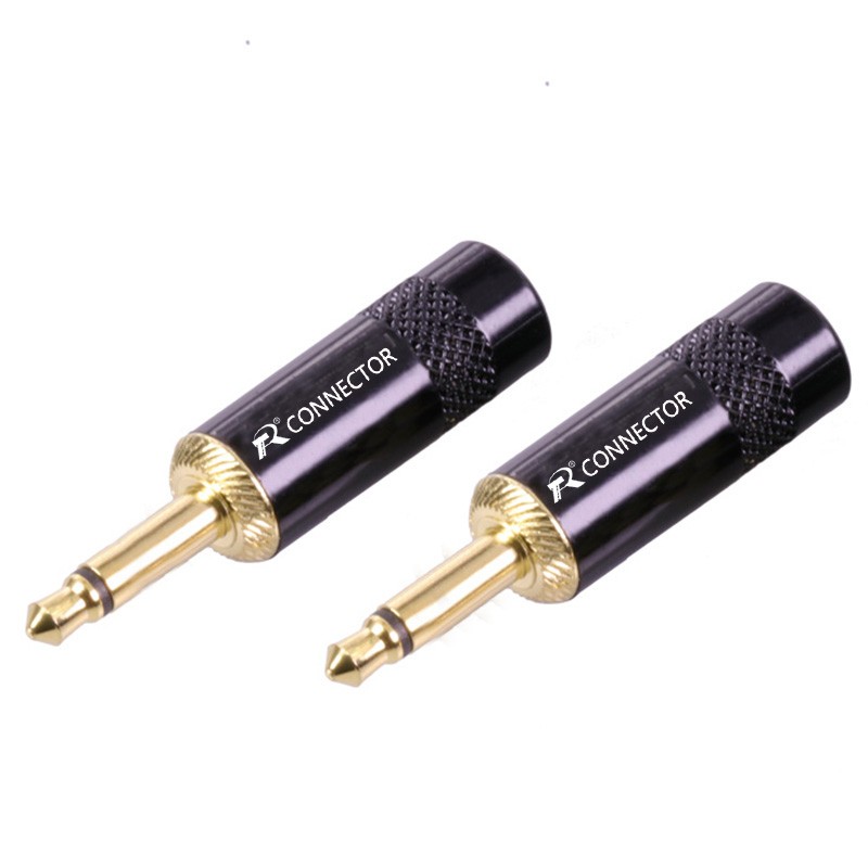 10pcs/lot 2 Pole 3.5mm Mono Male Plug Gold Plated Jack Mono 3.5mm Connector Wire for 6mm Headphone Cable DIY Earphone