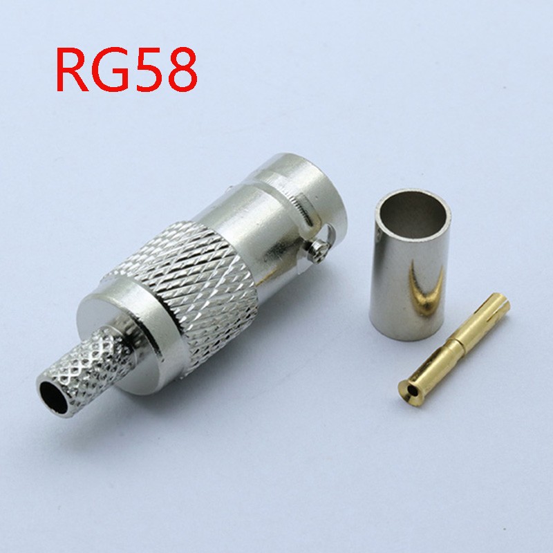 10pcs/lot BNC Female Crimp Connector New BNC Female Crimp Straight For RG58 RG59 RG6 RF Coax Adapter Connector